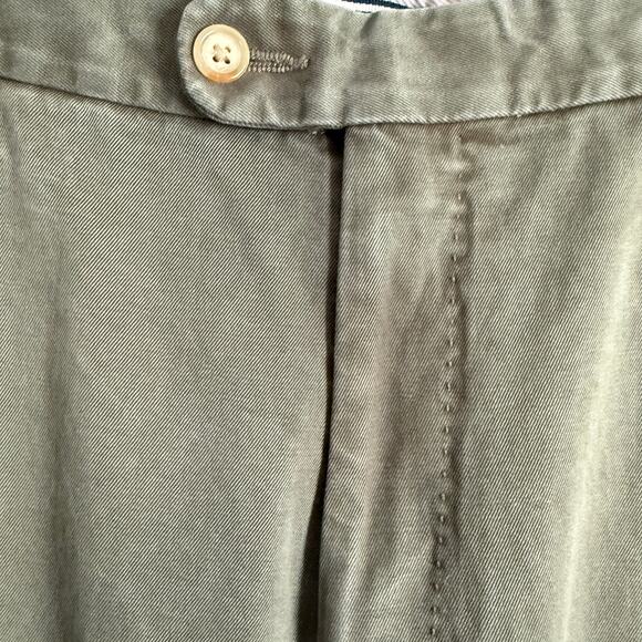 PETER MILLAR | Olive Green Cotton Flat Front Khaki Chino Pants Size 35 x 31 - Picture 3 of 7